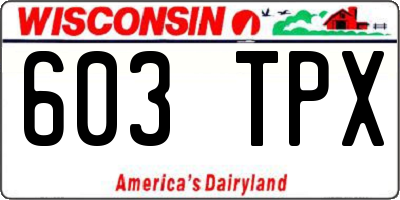 WI license plate 603TPX
