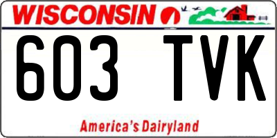 WI license plate 603TVK