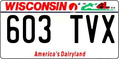 WI license plate 603TVX
