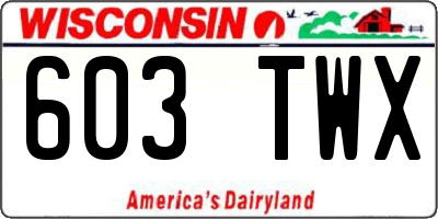 WI license plate 603TWX