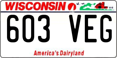 WI license plate 603VEG