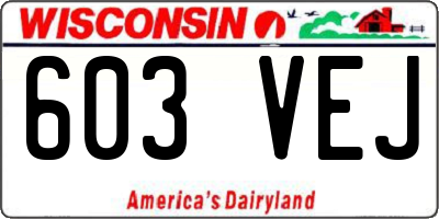 WI license plate 603VEJ