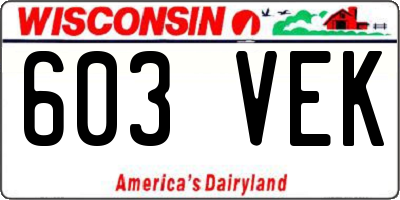 WI license plate 603VEK
