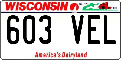 WI license plate 603VEL
