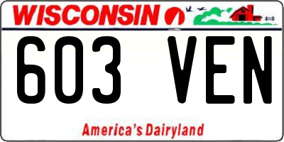 WI license plate 603VEN