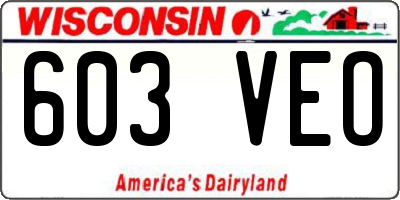 WI license plate 603VEO