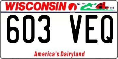 WI license plate 603VEQ