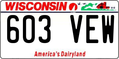 WI license plate 603VEW
