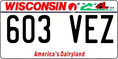 WI license plate 603VEZ
