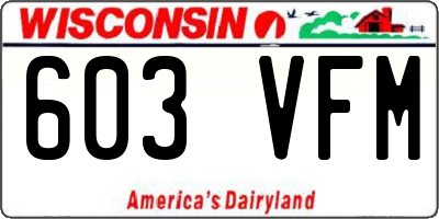WI license plate 603VFM