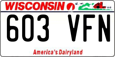 WI license plate 603VFN