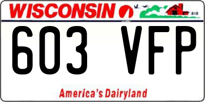 WI license plate 603VFP