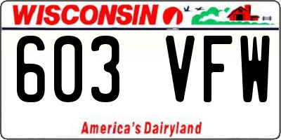 WI license plate 603VFW