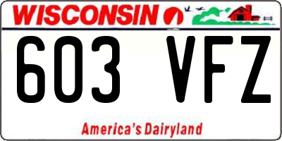 WI license plate 603VFZ