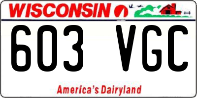 WI license plate 603VGC