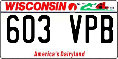 WI license plate 603VPB