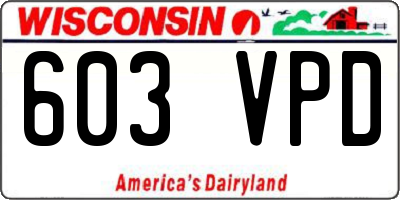 WI license plate 603VPD