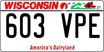 WI license plate 603VPE