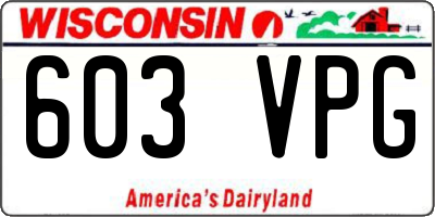 WI license plate 603VPG