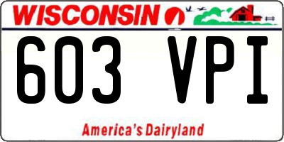 WI license plate 603VPI