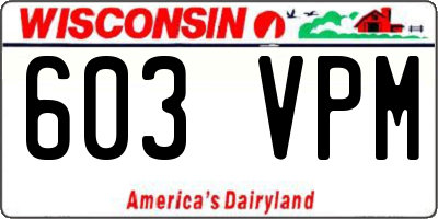 WI license plate 603VPM