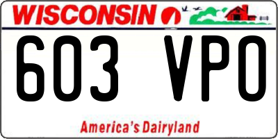WI license plate 603VPO