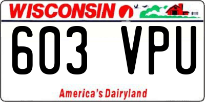 WI license plate 603VPU