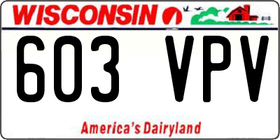 WI license plate 603VPV
