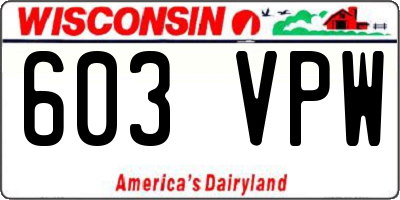WI license plate 603VPW