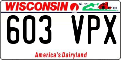 WI license plate 603VPX