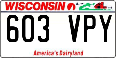 WI license plate 603VPY