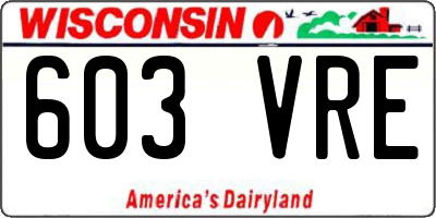 WI license plate 603VRE