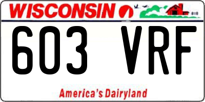 WI license plate 603VRF