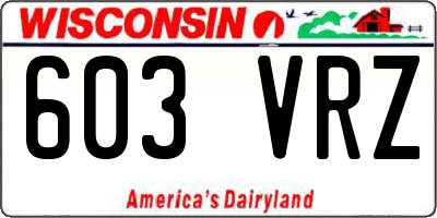 WI license plate 603VRZ