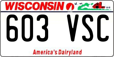 WI license plate 603VSC