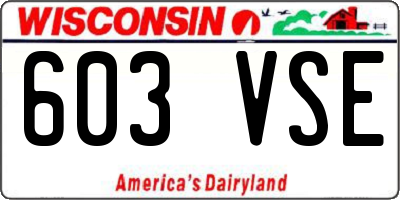 WI license plate 603VSE