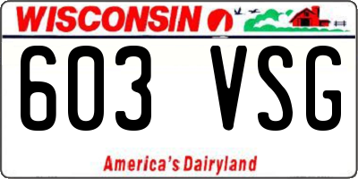 WI license plate 603VSG