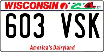 WI license plate 603VSK