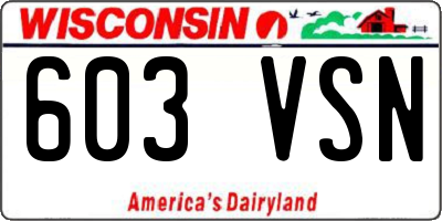 WI license plate 603VSN