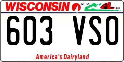 WI license plate 603VSO