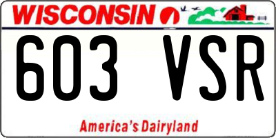 WI license plate 603VSR