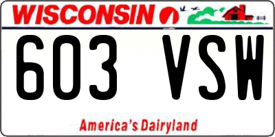 WI license plate 603VSW
