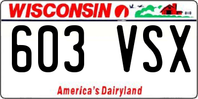 WI license plate 603VSX