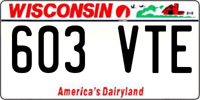WI license plate 603VTE