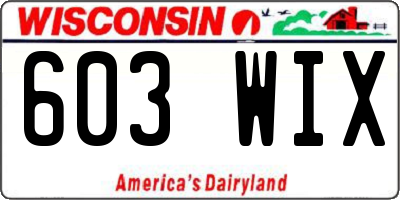 WI license plate 603WIX