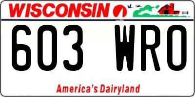 WI license plate 603WRO