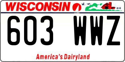 WI license plate 603WWZ