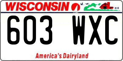 WI license plate 603WXC