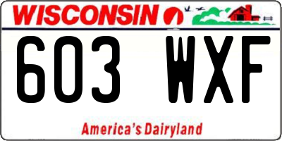WI license plate 603WXF