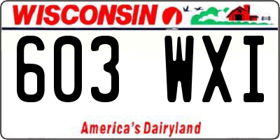 WI license plate 603WXI